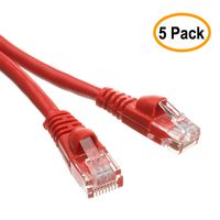 6 FT (1.8M) Cat5e Networking Ethernet UTP Patch Cable, 350Mhz, (6 Feet/1.8 Meters) Cat 5e Snagless Molded Boot Cable for PC / Router / PS4 / XBOX / Modem Red ED692940 (5 Pack)
