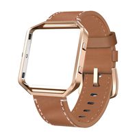 SWEES Leather Bands Compatible with Blaze Smart Watch, Genuine Leather Replacement Band with Metal Frame Small & Large for Women Men, Champagne Gold, Rose Gold, Black, Brown, White, Grey, Beige