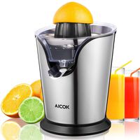 Aicok Electric Citrus Juicer Stainless Steel Orange Juicer Squeezer with 100W Ultra Quiet Motor and Anti-Drip Spout, Two Interchangeable Cones Work with All Size of Citrus Fruits