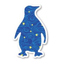 Penguin Sticker Blue Spirals and Stars Stickers - 2 Pack - Laptop Stickers - 2.5" Vinyl Decal - Laptop, Phone, Tablet Vinyl Decal Sticker (2 Pack) S81892