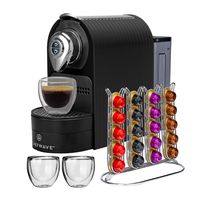 ChefWave Mini Espresso Machine - Nespresso Capsules Compatible - Programmable One-Touch 27 Oz. Water Tank, Premium Italian 20 Bar High Pressure Pump - 40 Pod Holder, 2 Double-Wall Glass Cups - Black