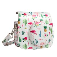 QUEEN3C Flamingo White Mini 9 Camera Case Bag with Adjustable Strap for Fujifilm Instax Mini 9 Mini 8 Mini 8+ Instant Camera. (Flamingo White)