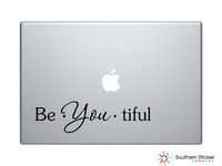 Be You Tiful Text Black Bathroom Silhouette Macbook Symbol Iphone Apple Ipad Decal Skin Sticker Laptop (Black)