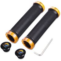 TOPCABIN Bicycle Grips,Double Lock on Locking Bicycle Handlebar Grips Rubber Comfortable Bike Grips for Bicycle Mountain BMX (Gold)