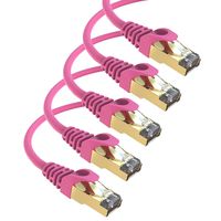 Maximm Cat7 Ethernet Cable, 6 Feet, Pink [5 Pack] Pure Copper RJ45 Gold-Plated Connectors 600 MHz, 10 Gbps. for Fast Speed & Performance. for Computers to Network Components