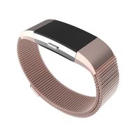 Maxjoy Compatible with Fitbit Charge 2 Bands, Charge2 Metal Band Stainless Steel Large Small Mesh Loop Wristband with Magnet Lock Compatible with Fitbit Charge 2 HR Tracker, Rose Gold