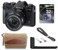 Fujifilm X-T20 Mirrorless Digital Camera, w/XC 16-50mm f/3.5-5.6 Lens Black, 24.3MP, 4K UHD Video, Bundle with Fujifilm Metal Hand Grip + Canvas Camera Bag + Peak Design Wrist Strap + 32GB SD Card