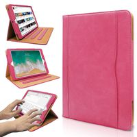 iPad 9.7 2017/2018 case - Leather Multiple Card Pocket Stand Case with Auto Sleep/Wake Up Viewing Angles Stand Folio Design for Apple iPad 9.7 inch 2017/2018 Air/Air 2 - Pink