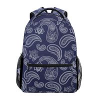 Backpack Blue White Paisley Pattern Canvas School Bags Laptop Daypack