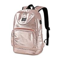 Lightweight School Backpack for Girls,15.6 Inch Waterproof Laptop Backpack with USB Charging Port for College Travel,Trendy with Unique Shiny Surface (gold)