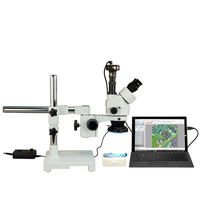 OMAX 3.5X-90X Digital Zoom Trinocular Single-Bar Boom Stand Stereo Microscope with 3.0MP USB Camera and 144 LED Ring Light with Light Control Box