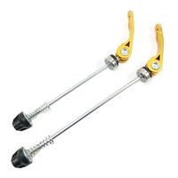 DEERU Road Mountain Bicycle MTB Wheel Hub Front and Rear Skewers Quick Release Clip Bolt Lever Axle QR 145/185 mm, a Pair (Gold)