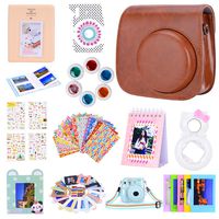 Amarcor Instax Mini 9 Camera Accessories Set for Fujifilm Instax Mini 9/ Mini 8/ Mini 8+ Camera,Includes Mini 9 Case/Albums/Six Color Filters/Selfie Lens/Camera Sticker (12 in 1 Brown)