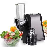 Professional Salad Maker Electric Slicer/Shredder with One-Touch Control and 4 Free Attachments for fruits, vegetables, and cheeses (Black/Silver)