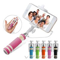 NEW Foldable Super Mini Wired Selfie Stick Handheld Extendable Monopod -Built in Bluetooth Shutter Non-slip Handle Compatible with iphone 4s, 5s, 6, 6 Plus, Samsung Galaxy S3, S4, S5, S6, Note 2, 3, 4, 5, Nexus 5, 6, HTC One