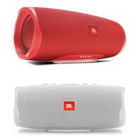 JBL Charge 4 Waterproof Portable Wireless Bluetooth Speaker Bundle - Pair (Red/White)