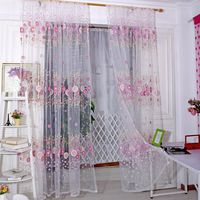 Soly Tech Voile Floral Valances Door Room Window Curtains Tulle Sheer Drape Panel Scarfs