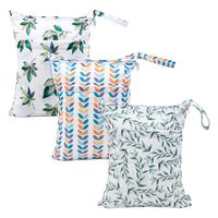 Babygoal Wet Dry Bags for Baby Cloth Diapers, Washable Travel Bags, Beach, Pool, Gym Bag for Swimsuits & Wet Clothes with Two Zippered Pockets 3 Pack 3LN08