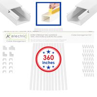 A+ Electric Cord Cover Cable Raceway Cable Concealer Cord Management Kit Wire Cord Hider for 4 Cables Organizer On Wall Paintable Self Adhesive Channel 30x20 mm Total Length 360 Inches