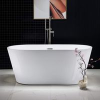 Woodbridge Acrylic Freestanding Bathtub Contemporary Soaking Tub with Brushed Nickel Overflow and Drain BTA1514-B,White, B-0014 59"
