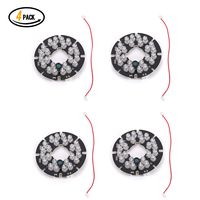 Qisheng 24 LED 850nm IR Infrared Illuminator Board 90 Degree Round Plate IR Illuminator Board Bulb for CCTV Security Camera（4Packs）