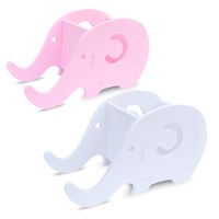 homEdge Cell Phone Stand, Set of 2 Elephant Phone Tablet Desk Pen Pencil Bracket Holder, Desk Decoration Organizer-Pink+White