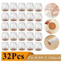 32 Pack Chair Leg Caps Silicone Floor Protector Round Furniture Table Feet Covers