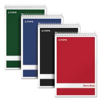 TOPS Steno Books, 6" x 9", Gregg Rule, Assorted Color Covers, 80 Sheets, 4 Pack (80220)