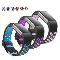 Jobese Replacement Bands Compatible with Fitbit Charge 2, 3-Pack Soft Breathable Silicone Sport Accessories Wristbands with Air Holes, Women Men