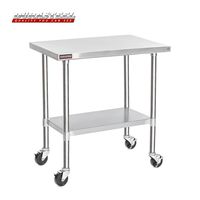 DuraSteel Stainless Steel Work Table 24" x 36" x 34" Height w/ 4 Caster Wheels -  Food Prep Commercial Grade Worktable - NSF Certified - Good For Restaurant, Business, Warehouse, Home, Kitchen, Garage