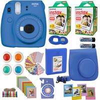 Fujifilm Instax Mini 9 Instant Camera Cobalt Blue + 2X Fuji Instax Film Twin Pack (40PK) + Blue Camera Case + Frames + Photo Album + 4 Color Filters and More Top Accessories Bundle