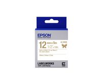 Epson LabelWorks Ribbon LK (Replaces LC) Tape Cartridge ~1/2" Gold on White (LK-4WKK) - for use with LabelWorks LW-300, LW-400, LW-600P and LW-700 Label Printers