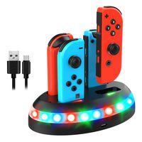 Joy-Con Charging Station for Nintendo Switch,Gintenco 4 in 1 Switch Controller Charging Dock Fast Charging Switch Station Stand with RGB Indicator Lights Type-C USB Included