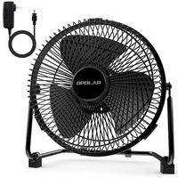 OPOLAR 2019 New Metal Desk Fan with AC DC Adapter, Quiet Small Personal Cooling Fan Electric, Two Speed Strong Airflow, 360° Rotation, Non-Slip Rubber Stand, Silent Desktop Fan for Office -8 Inches