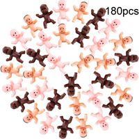 180 Pieces Mini Plastic Babies 1 Inch Baby Doll for Baby Shower Party Favors, Party Decorations, Baby Bathing and Crafting (Dark Brown, Latin, Pink)