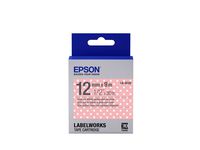 Epson LabelWorks Standard LK (Replaces LC) Tape Cartridge ~1/2" Gray on Pink Polka-Dot (LK-4EAY) - for use with LabelWorks LW-300, LW-400, LW-600P and LW-700 Label Printers