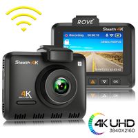 Rove Stealth 4K WiFi Car Dash Cam 2.35" IPS UHD 3840 x 2160p 150° Wide Angle Dashboard Camera Recorder with 8MP CMOS Sensor, H.265, WDR, Time Lapse, 24/7 Parking Mode, 512GB SD Slot, GPS, App View