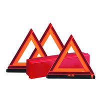 Deflecto Early Warning Road Safety Reflective Triangle Kit, Folding Design, Fluorescent Orange, Plastic, with Storage Box, 3 Pack (73-0711-00)