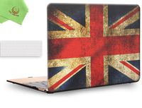 UESWILL 2in1 Rubberized Unique Pattern Solid Hard Shell Case with Clear Keyboard Cover for MacBook 12 inch with Retina Dsiplay (Model: A1534) + Microfibre Cleaning Cloth,UK Flag