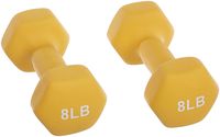 AmazonBasics 8 Pound Neoprene Dumbbells Weights - Set of 2, Yellow