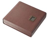 Personalized Visol Red-Brown Leather Madrid Cigar Humidor with Embedded Digital Hygrometer with Free Laser Engraving ([A] Circle Monogram)