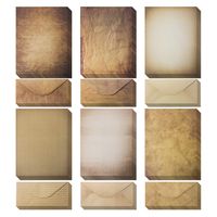 Vintage Paper and Envelopes - 60 Sheets of Antique Looking Papers & 60 Antique Style Envelopes -Classic Aged Paper Design, 6 Unique Design- Vintage Printing paper, Vintage Writing Paper, 8.5 x 11 inch