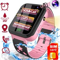 Girls Watch Kids Toy 3-12 Girl Gift Smart Watch GPS Tracker -Free SIM Card Touchscreen Phone Watch Waterproof Sport Watch Kids Electronic Learning Wear Technology Call SOS Voice Chat Camera Smartwatch