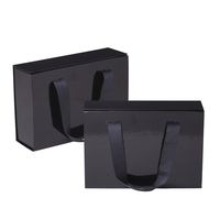 Jillson Roberts 2-Count Medium Fashionista Gift Boxes Available in 2 Colors, Black Gloss with Ribbon Handles