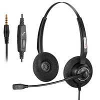 Arama Cell phone Headset with Boom Mic Volume Mute 3.5mm Jack for iPhone Mac Mobile Phone and most Smartphones