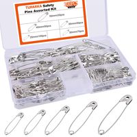 TUPARKA 5 Sizes Safety Pins Assorted Small Large Safety Pins for Home Office Use Art Craft Sewing Jewelry Making in a PP Box (25-55mm)