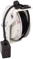 KH Industries RTB Series ReelTuff Power Cord Reel, 12/3 SJOW Black Cable and Four Receptacle Outlet Box, 20 Amp, 50' Length, White Powder Coat Finish