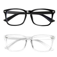 Blue Light Blocking Glasses Square Frame- Sleep Better, Reduce Eyestrain & Fatigue When Gaming, Tablet/Phone Reading, TV (Black&Transparent)