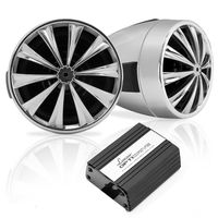 Lanzar Motorcycle Speaker Amplifier System - 1400W Weatherproof w/ Four 3 Inch Waterproof Speakers, AUX IN, FM Radio, USB Charger - Handlebar Mount ATV Mini Stereo Audio Receiver Kit Set - OPTIMC92