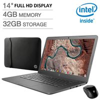 2019 Newest HP Premium Chromebook 14" FHD Display (1920 x 1080) | Intel Celeron N3350 | 4GB RAM | 32GB eMMC | Bonus Sleeve & Wireless Mouse